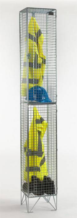 Wire Mesh Lockers - 2 Door 305mm Deep  Warehouse Ladder