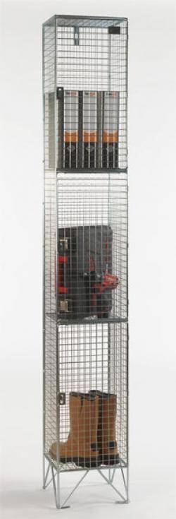 Wire Mesh Lockers - 3 Door 457mm Deep  Warehouse Ladder