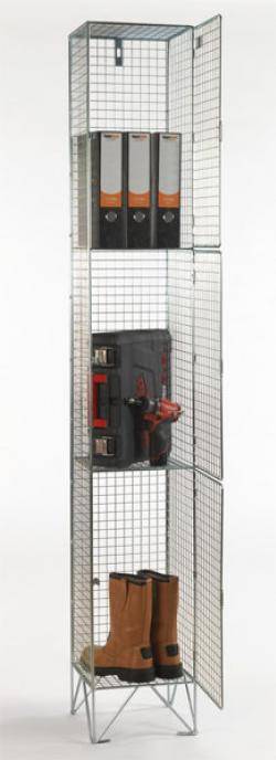 Wire Mesh Lockers - 3 Door 457mm Deep  Warehouse Ladder