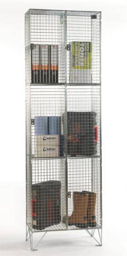 Wire Mesh Lockers - 3 Door 457mm Deep  Warehouse Ladder