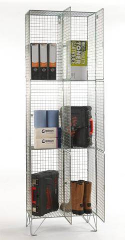 Wire Mesh Lockers - 3 Door 457mm Deep  Warehouse Ladder