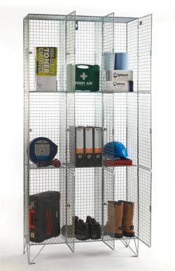 Wire Mesh Lockers - 3 Door 457mm Deep  Warehouse Ladder