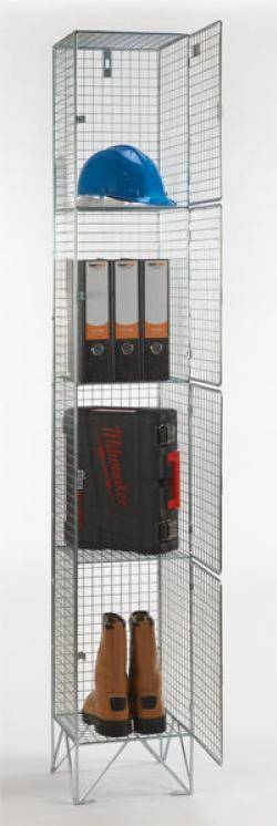 Wire Mesh Lockers - 4 Door 305mm Deep Warehouse Ladder