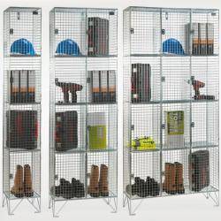 Wire Mesh Lockers - 4 Door 305mm Deep