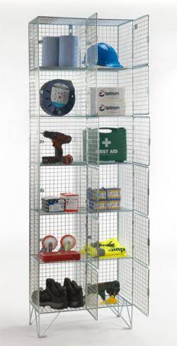 Wire Mesh Lockers - 6 Door 305mm Deep Warehouse Ladder