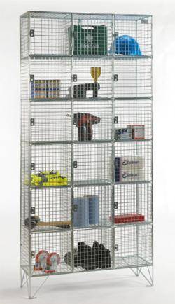 Wire Mesh Lockers - 6 Door 305mm Deep Warehouse Ladder