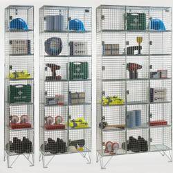 Wire Mesh Lockers - 6 Door 305mm Deep Warehouse Ladder